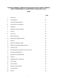 General Terms for BBC World Service Radio Programme