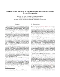 Making GLSL Execution Uniform to Prevent Webgl-Based Browser Fingerprinting