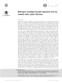 Nitrogen Multiple Breath Washout Test for Infants with Cystic Fibrosis