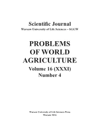 PROBLEMS of WORLD AGRICULTURE Volume 16 (XXXI) Number 4