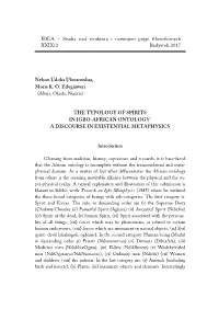 The Typology of Spirits in Igbo-African Ontology: a Discourse in Existential Metaphysics