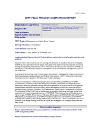 Cepf Final Project Completion Report