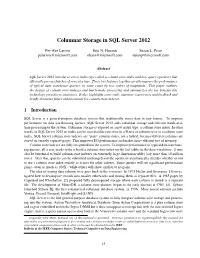 Columnar Storage in SQL Server 2012