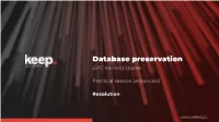 Database Preservation DPC Training Course