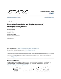 Discovering Transcription and Splicing Networks in Myelodysplastic Syndromes