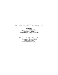 IDEAL TYPES and the PROBLEM of REIFICATION Fred Eidlin