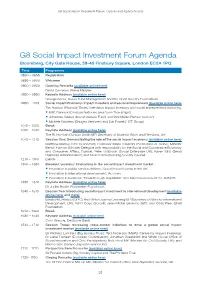 Social Impact Investment Forum: Outputs and Agreed Actions