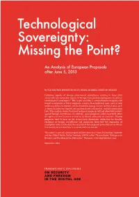 Technological Sovereignty: Missing the Point?