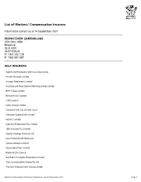 Workers' Compensation Self-Insurer Contact List