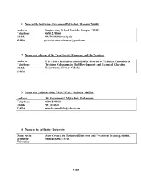 E.Mail 2. Name and Address