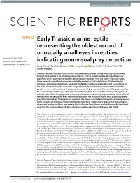 Early Triassic Marine Reptile Representing the Oldest Record Of