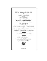 List of Standing Committees And
