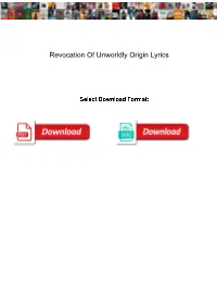 Revocation of Unworldly Origin Lyrics