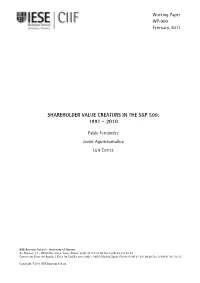 Shareholder Value Creators in the S&P