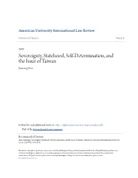 Sovereignty, Statehood, Self-Determination, and the Issue of Taiwan Jianming Shen