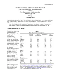 Statistics for Public Management Fall 2013 Introduction and Relative Standing Statistic of the Week