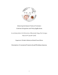 Advancing the Study of Cultural Evolution: Academic Integration and Policy Applications Description of Conceptual Framework