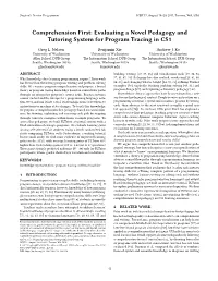 Comprehension First: Evaluating a Novel Pedagogy and Tutoring System for Program Tracing in CS1