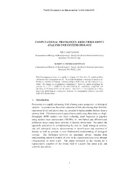 Computational Proteomics: High-Throughput Analysis for Systems Biology
