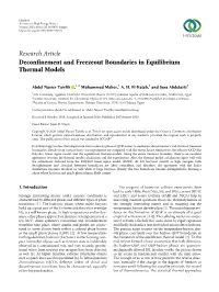 Deconfinement and Freezeout Boundaries in Equilibrium Thermal Models