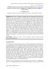 Orality and Visuality As Media of Communication in African