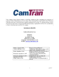 (Camtran), Johnstown, PA Is Soliciting Price Proposals to Provide Uniform