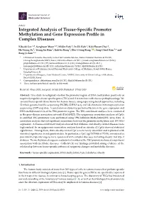 Integrated Analysis of Tissue-Specific Promoter Methylation and Gene