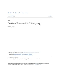 One Word More on Scott's Anonymity Thomas R