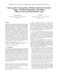 Resourceable, Retargetable, Modular Instruction Selection Using a Machine-Independent, Type-Based Tiling of Low-Level Intermediate Code