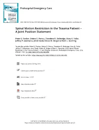 Spinal Motion Restriction in the Trauma Patient – a Joint Position Statement