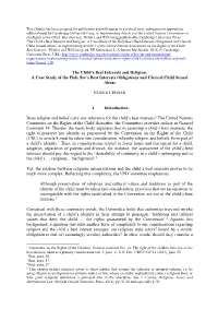 The Child's Best Interests and Religion: a Case Study of the Holy