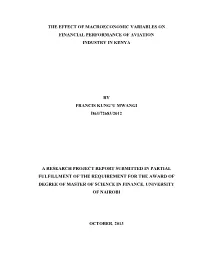 The Effect of Macroeconomic Variables on Financial Performance of Aviation Industry in Kenya