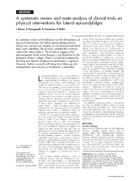 A Systematic Review and Meta-Analysis of Clinical Trials on Physical Interventions for Lateral Epicondylalgia
