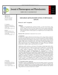Antioxidant and Bactericidal Activity of Wild Turmeric Extracts