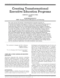 Creating Transformational Executive Education Programs