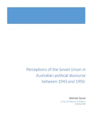 Perceptions of the Soviet Union in Australian Political Discourse Between 1943 and 1950