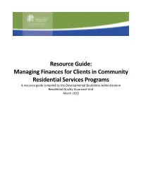 Resource Guide: Managing Finances for Clients in Community