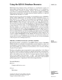 "Using the KEGG Database Resource". In: Current Protocols in Bioinformatics