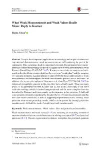 What Weak Measurements and Weak Values Really Mean: Reply to Kastner