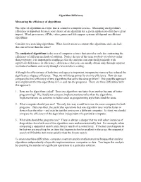 Algorithm Efficiency Measuring the Efficiency of Algorithms the Topic Of