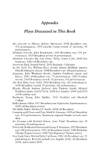 Appendix Plays Discussed in This Book