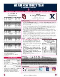 NEWS & NOTES ABOUT the SERIES with XAVIER (13Th ALL-TIME MEETING