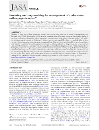 Assessing Auditory Masking for Management of Underwater Anthropogenic Noisea)