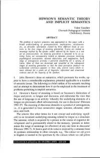 Hewson's Semantic Theory and Implicit Semantics