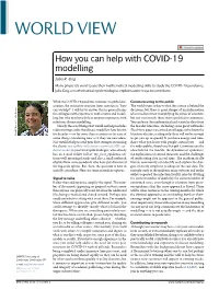 How You Can Help with COVID-19 Modelling