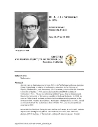Interview with W. A. J. Luxemburg