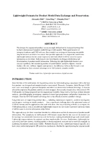 Lightweight Formats for Product Model Data Exchange and Preservation