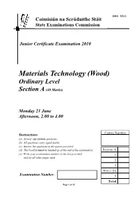 Materials Technology (Wood) Ordinary Level Section a (40 Marks)
