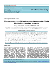 Micropropagation of Handroanthus Heptaphyllus (Vell.) Mattos from Seedling Explants
