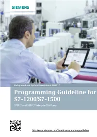 Programming Guideline for S7-1200/S7-1500 STEP 7 and STEP 7 Safety in TIA Portal